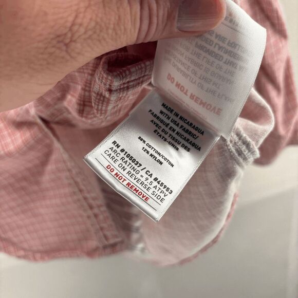 Ariat Womens Medium FR Long Sleeve Button Down Work Shirt Check Pink READ - Picture 7 of 10